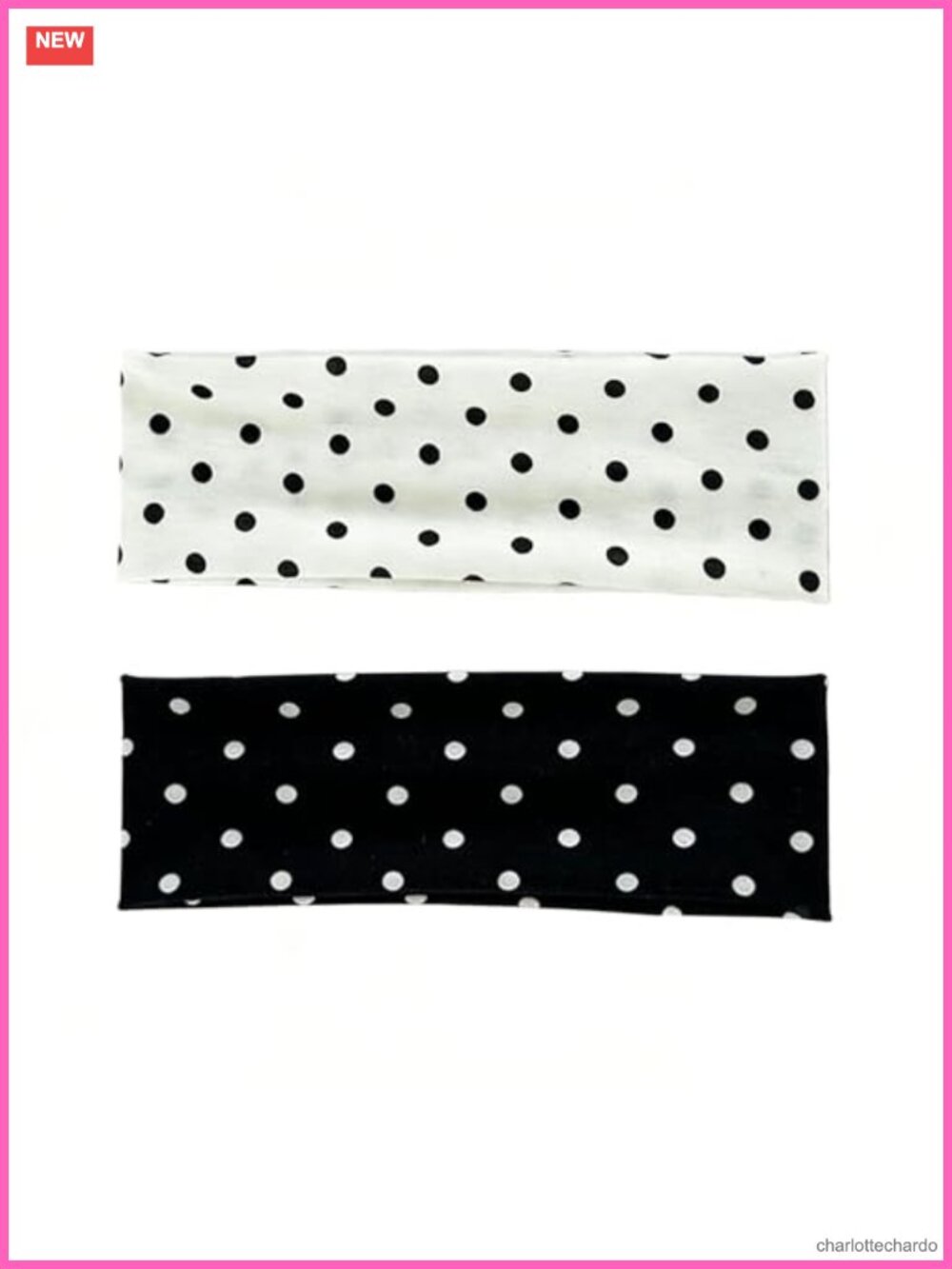 2 Pack Wide Polka Dot Elastic Headbands Soft Non-Slip Hair Accessories
